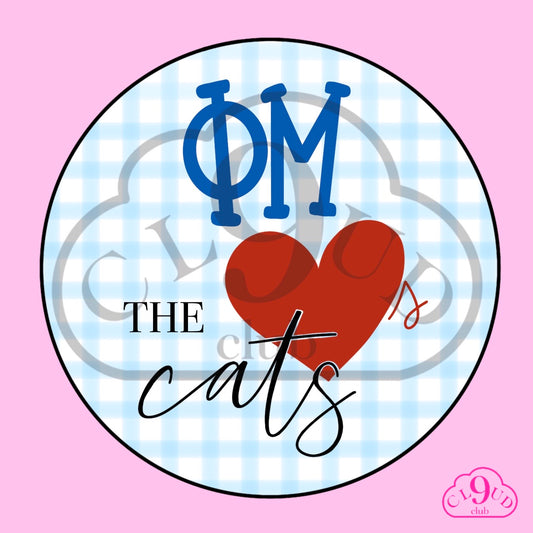 ΦΜ loves the cats gingham button