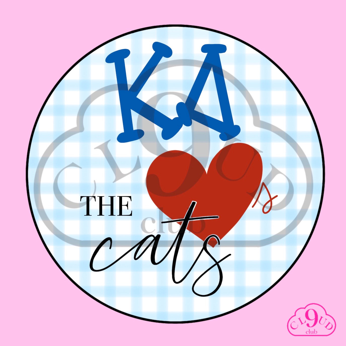 ΚΔ loves the cats gingham button