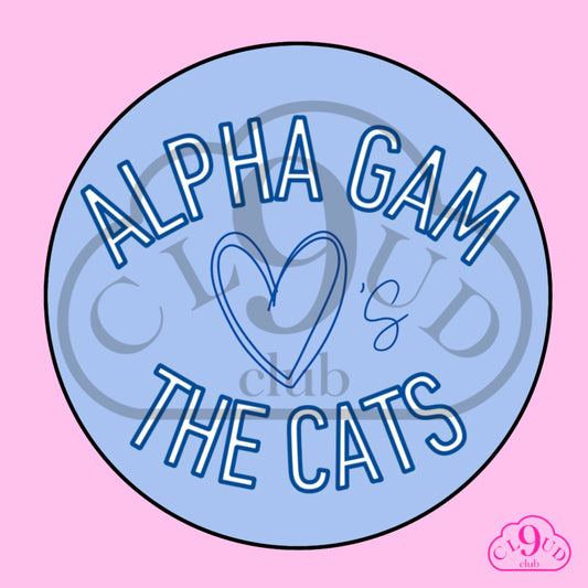 alpha gam loves the cats button