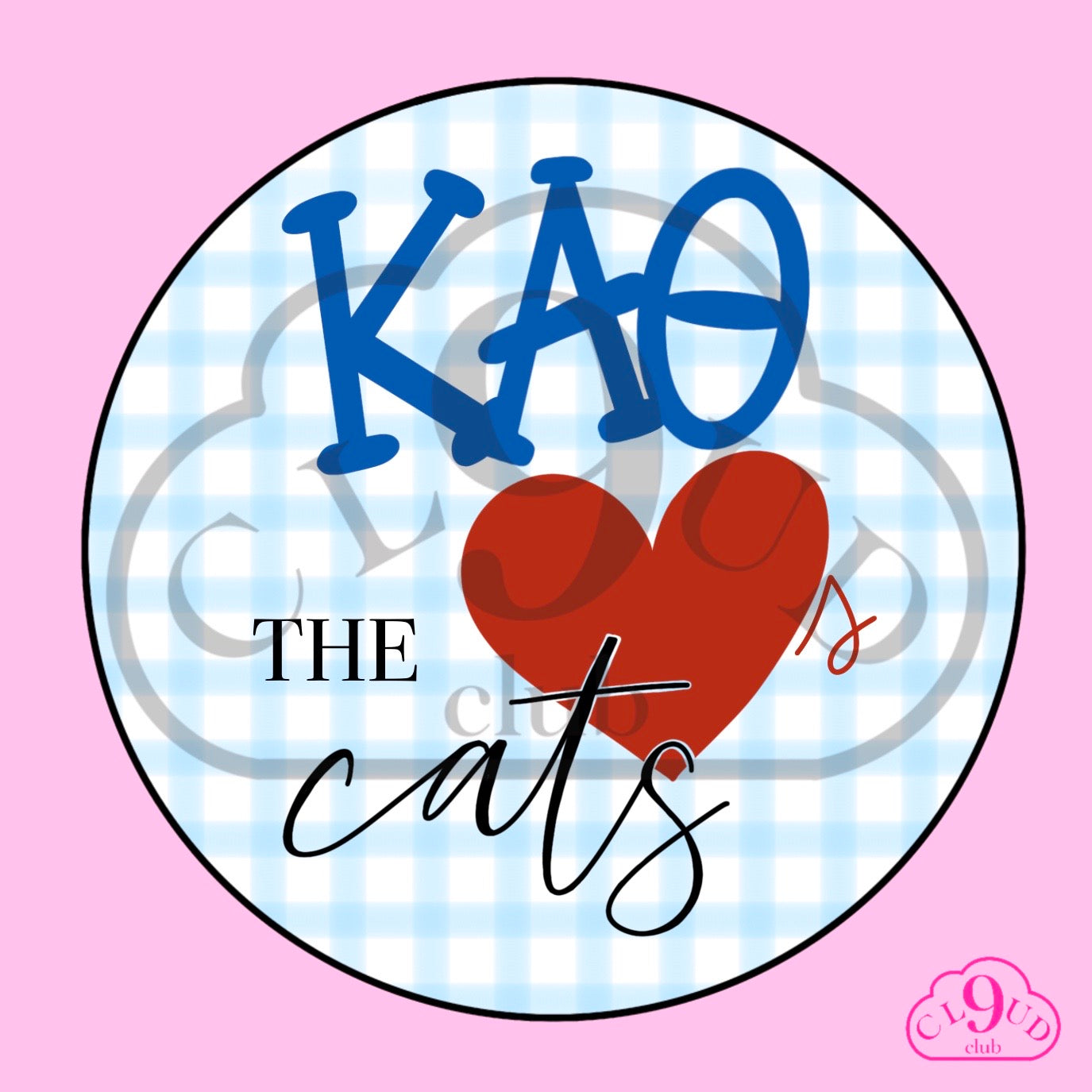 ΚΑΘ loves the cats gingham button