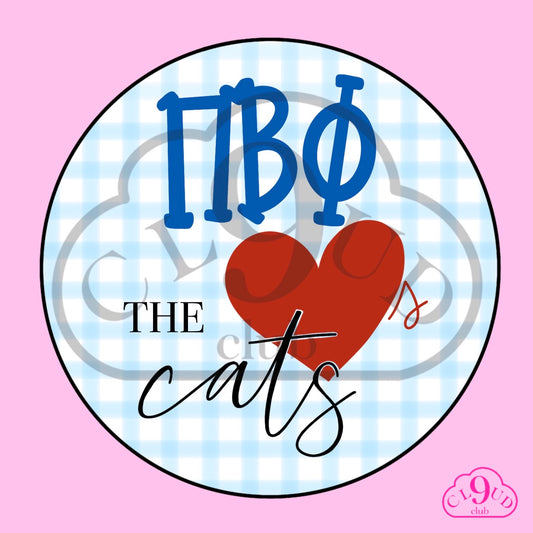 ΠΒΦ loves the cats gingham button