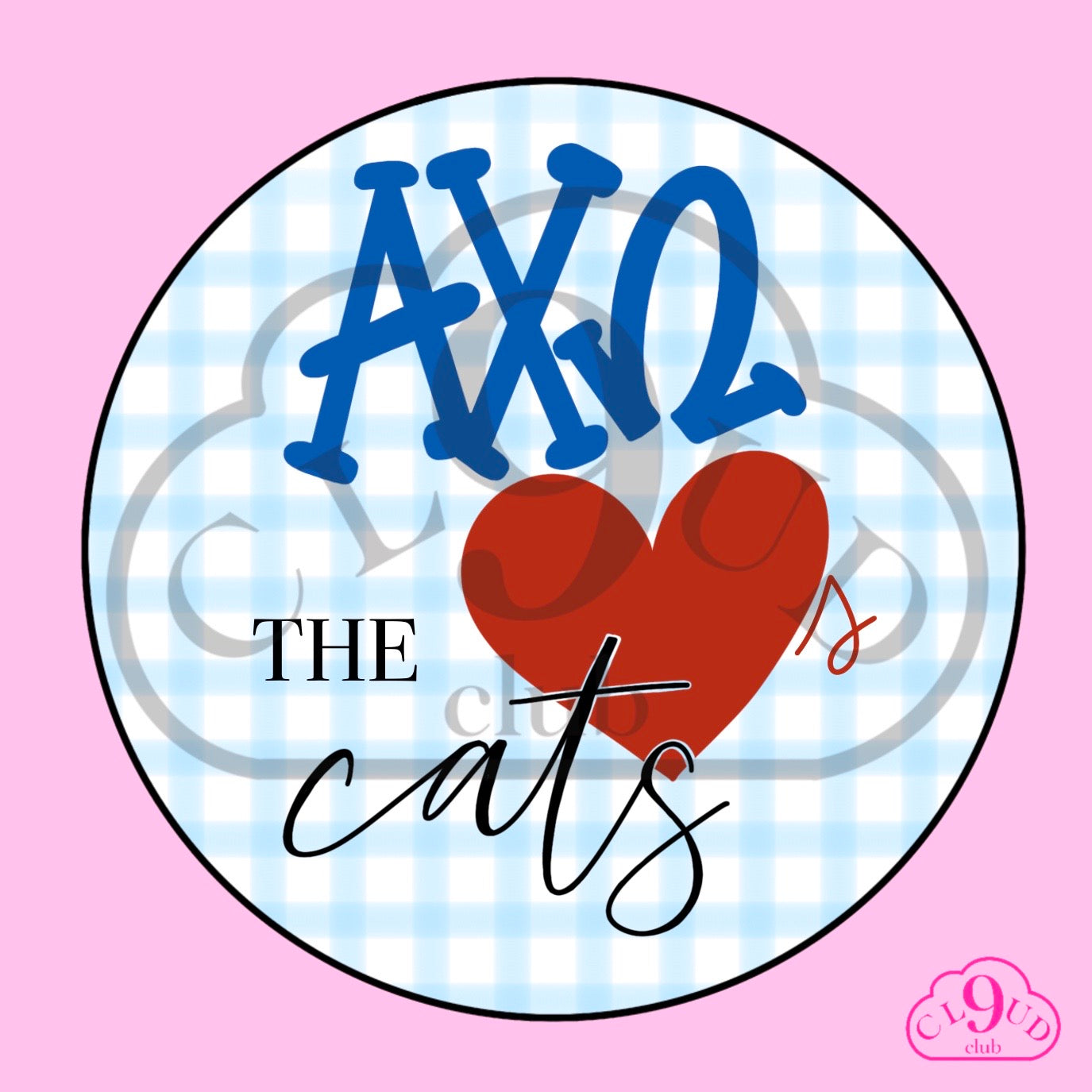 ΑΧΩ loves the cats gingham button