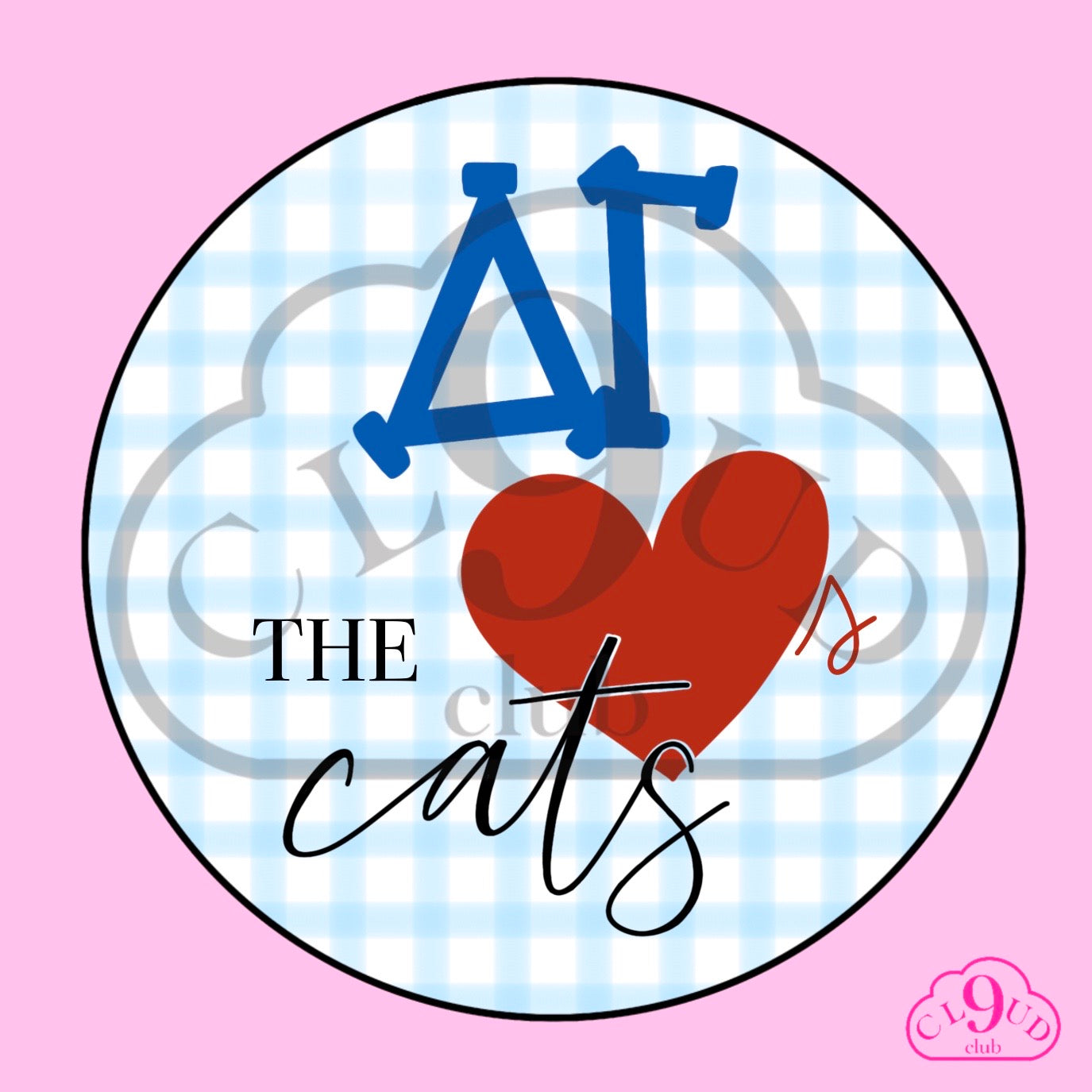 ΔΓ loves the cats gingham button