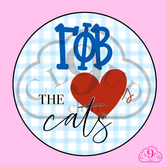 ΓΦΒ loves the cats gingham button