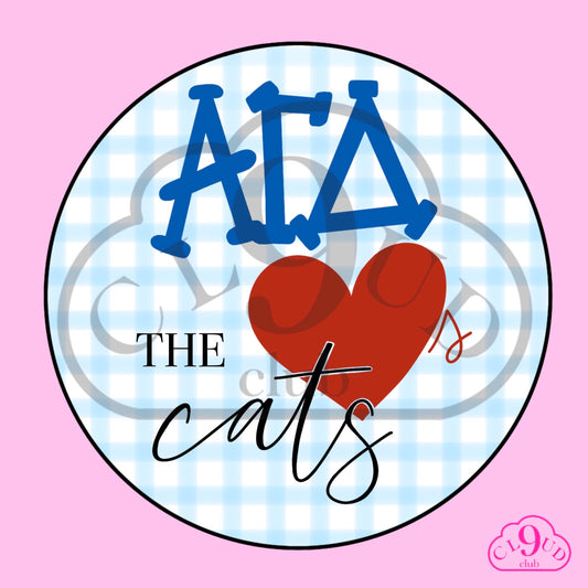 ΑΓΔ loves the cats gingham button