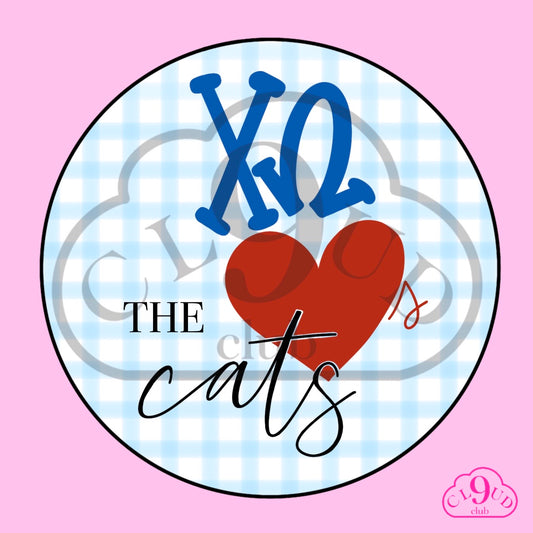 ΧΩ loves the cats gingham button