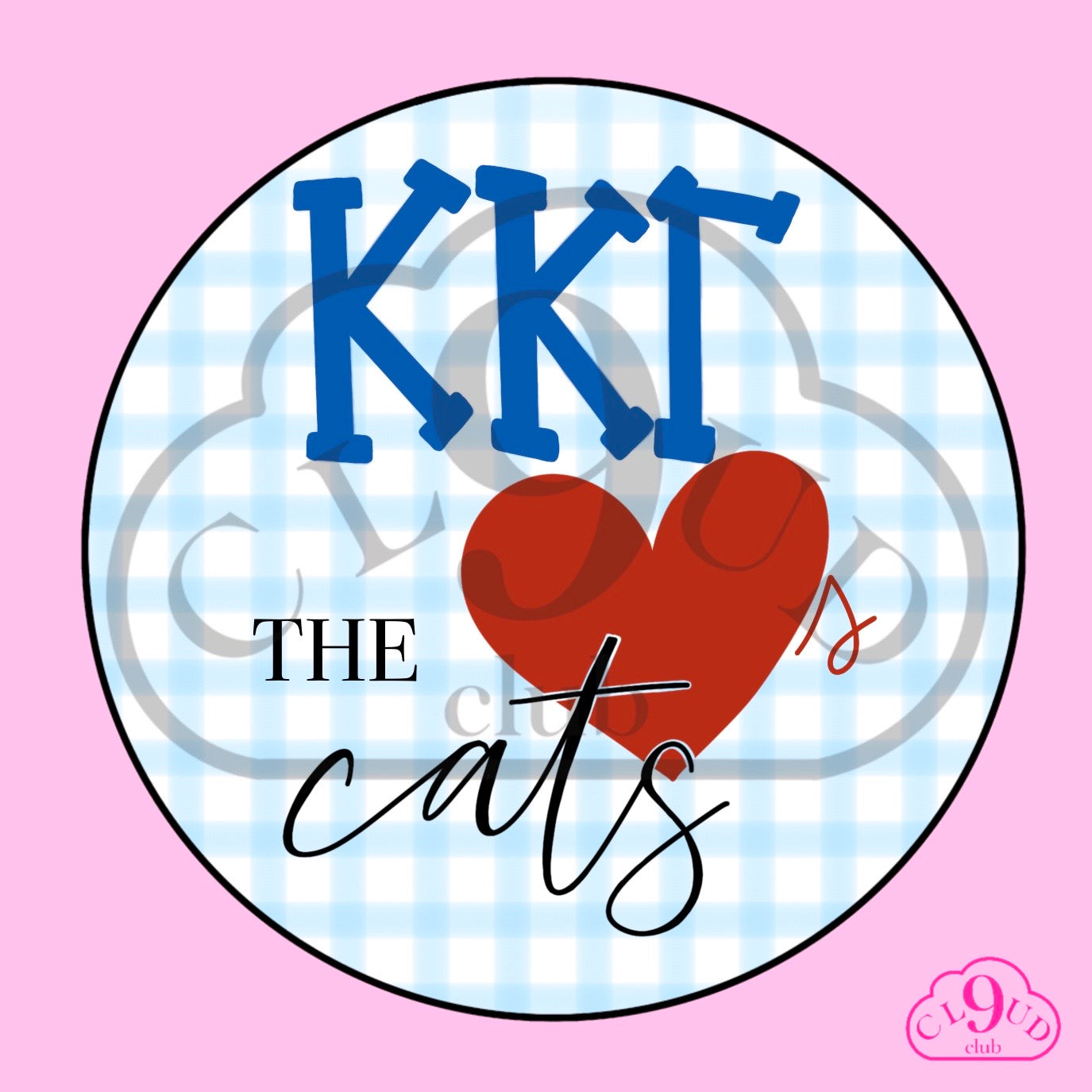 ΚΚΓ loves the cats gingham button