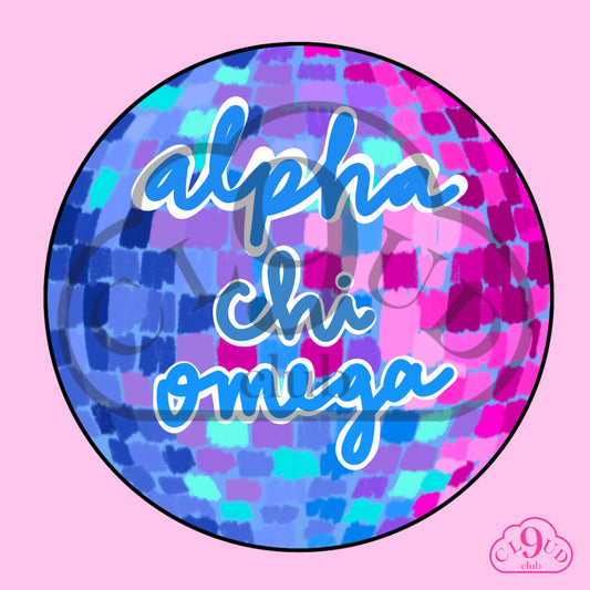 alpha chi omega disco button