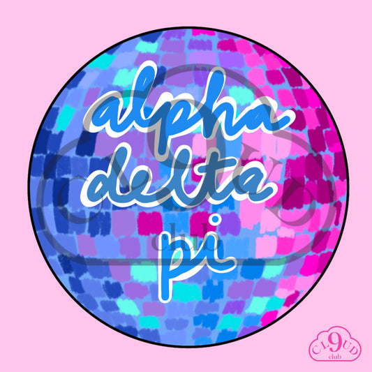 alpha delta pi disco button