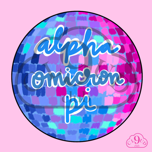 alpha omicron pi disco button