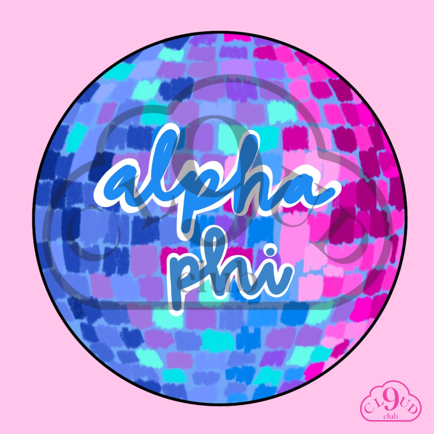 alpha phi disco button