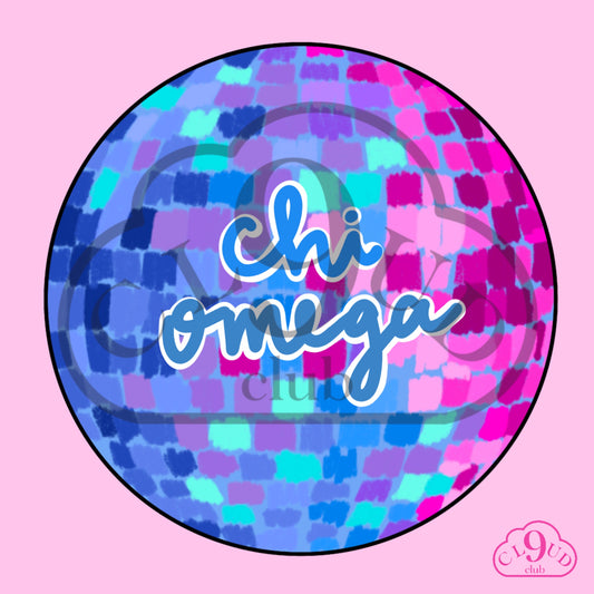 chi omega disco button